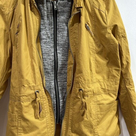 Love Tree Jacket Women's Brown Double Full Zip hooded Long Sleeve Jacket/Coat L - Picture 2 of 9